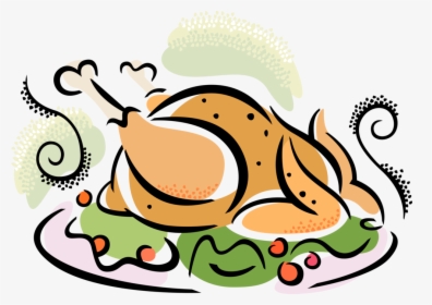 Vector Illustration Of Poultry Roast Turkey Dinner - Turkey Dinner Clipart, HD Png Download, Free Download