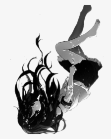#drowning #anime #sad - Anime Girl Falling Upside Down, HD Png Download, Free Download