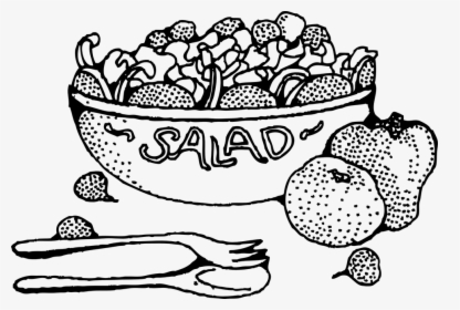 Cartoon Salad Clipart Vegetable Clip Art - Salad Black And White, HD Png Download, Free Download