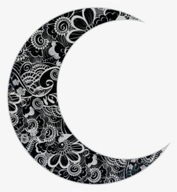 Vector Clip Art Of Floral Crescent Moon - Crescent Moon With Design, HD Png Download, Free Download