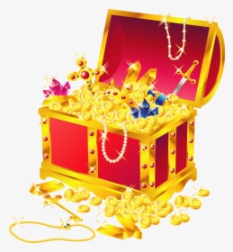 Treasure Chest Of Gold Coins Vector Illustration - Gold Coins Vector Png, Transparent Png, Free Download