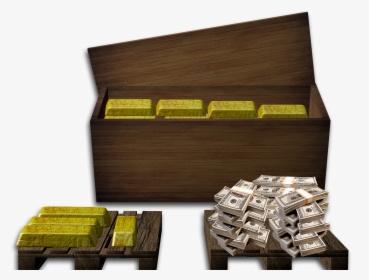 Gold, Box, Money, Dollar, Treasure, Treasure Chest - Box Of Money And Gold, HD Png Download, Free Download