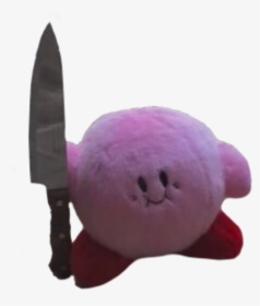 Stuffed Toy Pink Purple Plush - Kirby Holding A Knife, HD Png Download, Free Download