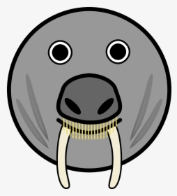 Elephant Seal, Seal, Horns, Fang Teeth, Fangs, Animal - Round Animal Face Clipart, HD Png Download, Free Download