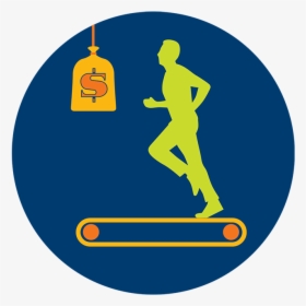 A Man Runs On A Treadmill, Chasing A Bag Of Money Hanging - Treadmill Running To Money, HD Png Download, Free Download