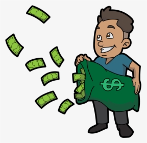 Cartoon Guy Letting Money Fly Cartoon Guy With- - Cartoon Man With Money Png, Transparent Png, Free Download