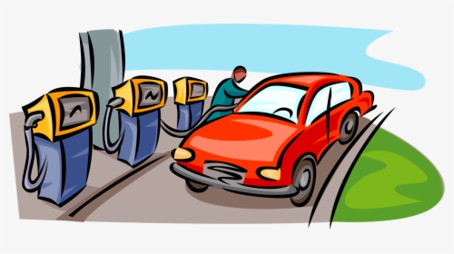 Hd Vector Illustration Of Service Station Gasoline - Car In Gasoline Station Clip Art, HD Png Download, Free Download