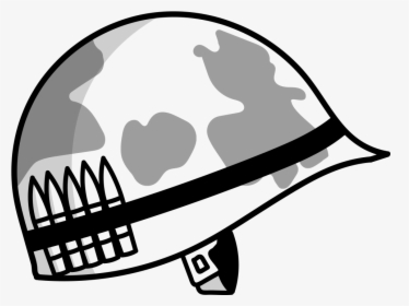 Army Helmet Black And White Drawing, HD Png Download, Free Download