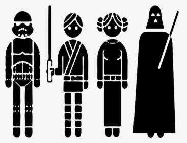 Transparent Wall Clipart Black And White - Outline Of Star Wars Characters, HD Png Download, Free Download