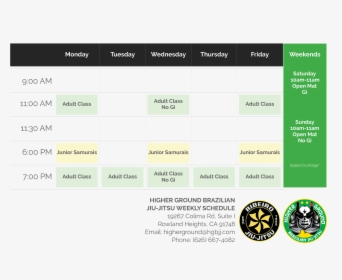 Higher Ground Brazilian Jiu-jitsu Schedule - Graphics, HD Png Download, Free Download