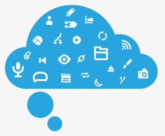 Dmc Logo Of A Blue Thought Bubble Cloud With Icons, HD Png Download, Free Download