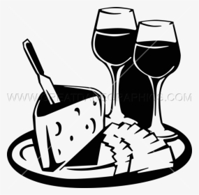Cheese And Wine Black And White, HD Png Download, Free Download