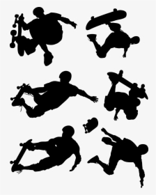 Skateboard Action Figures Silhouettes Vector Icon Template - Skateboard Figures, HD Png Download, Free Download