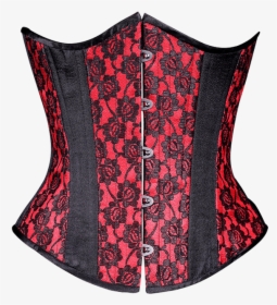 Red And Black Lace Underbust Corset - Corset, HD Png Download, Free Download