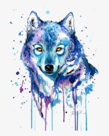 #purple #wolf #abstract #blue #paint #ftestickers - Drawing Wolf, HD Png Download, Free Download