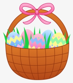 Easter Basket With Colorful Eggs - Transparent Easter Basket Cartoon, HD Png Download, Free Download