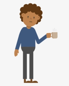 Fileblack Tired Man Drinking Coffee Cartoon Vector - Cartoon Man Having Coffee, HD Png Download, Free Download