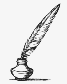 Feather Clipart Pen And Ink - Transparent Background Quill And Ink Clipart, HD Png Download, Free Download