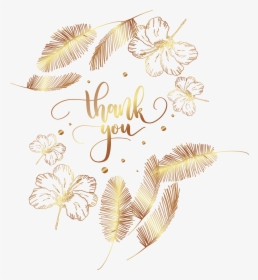 Golden Feather Flowers Icon Png Download Free Clipart - Png Clipart Wedding Thank You Png, Transparent Png, Free Download