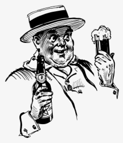 Fat Man And Beer Clip Arts - Fat Man Drinking Beer Cartoon, HD Png Download, Free Download