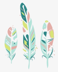 Feathers Green Boho Hand - 3 Feathers Clip Art, HD Png Download, Free Download