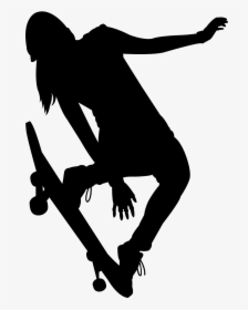 Girl On Skateboard Silhouette, HD Png Download, Free Download