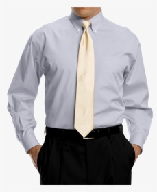 Bright Grey Full Sleeve Shirt With Golden Tie Png Image, Transparent Png, Free Download