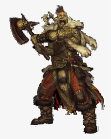 #orc #male #man #fantasy #axe #warrior #armor #fur - Half Orc Barbarian Dnd, HD Png Download, Free Download