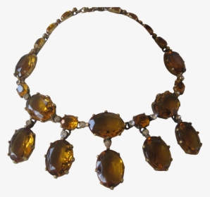 Rare Early Eisenberg Large Citrine Glass & Rhinestones - Necklace, HD Png Download, Free Download