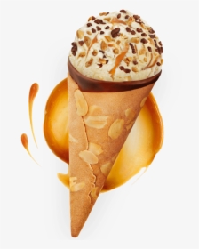 Cone Vanilla Caramel Almond Plint Crop - Haagen Daz Ice Cream Cone, HD Png Download, Free Download