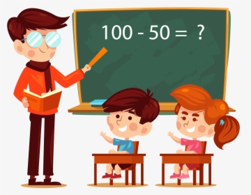 Student Teacher Learning Addition Classroom - Teacher And Student Cartoon, HD Png Download, Free Download