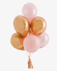 Pink And Gold Party Balloons - Ballon Pink And Gold, HD Png Download, Free Download