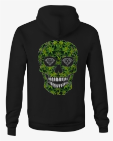 Zip Up Hoodie Pot Weed Skull Smoking Hooded Sweatshirt - Hoodie, HD Png Download, Free Download