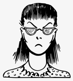 Stern Woman Face Glasses, HD Png Download, Free Download