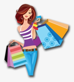 Shopping Cartoon Women Png Image High Quality Clipart - Shopping Woman Png, Transparent Png, Free Download
