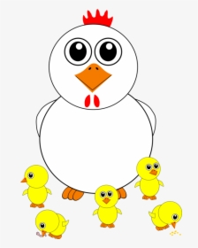 Cartoon Chicken And Chicks Vector Illustration - Chicken Clipart Face, HD Png Download, Free Download