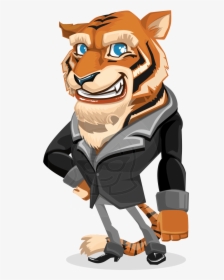 Tiger Businessman Vector Cartoon Character Aka Vice - Cartoon Tiger Character Design, HD Png Download, Free Download