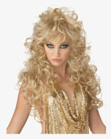 Womens Seduction Curly Blonde Wig - 80's Womens Blonde Hair, HD Png Download, Free Download