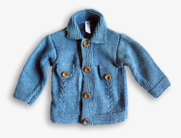 Denim Knitted Jacket Baby - Cardigan, HD Png Download, Free Download