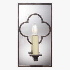 Quatrefoil Rectangle Mirrored Sconce In Bronze - Sconce, HD Png Download, Free Download