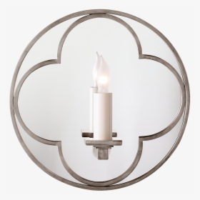 Quatrefoil Round Mirrored Sconce In Antique Nick - Sconce, HD Png Download, Free Download
