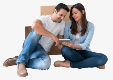 Couple Looking At Tablet - Sitting, HD Png Download, Free Download