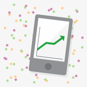 Ipad Displaying Line Graph With New Year"s Confetti, HD Png Download, Free Download