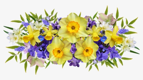 Flowers, Spring, Daffodils, Violets, Arrangement - Narcissus, HD Png Download, Free Download