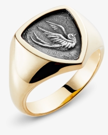 9ct Yellow Gold Large Triangular Swallow Of Hope Signet - Pre-engagement Ring, HD Png Download, Free Download