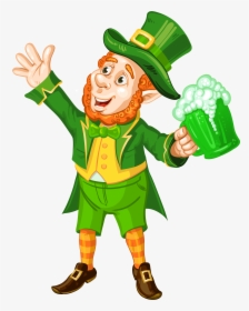 St Patrick Day Leprechaun With Green Beer Transparent - St Patrick's Day Png, Png Download, Free Download