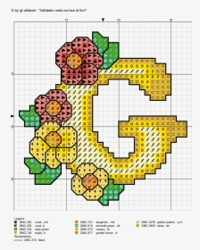 Yellow Alphabet Crowned With Flowers Cross Stitch Patterns - Floral Design, HD Png Download, Free Download