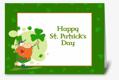 Patrick"s Day Leprechaun W/shamrock Greeting Card - Illustration, HD Png Download, Free Download