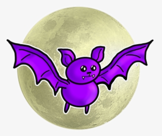 Bat Halloween Moon Free Picture - Kelelawar Bulan Halloween, HD Png Download, Free Download