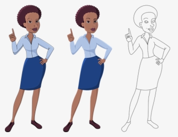Woman, Business, Point, Hand Up, Business Women - African Woman Cartoon Character, HD Png Download, Free Download